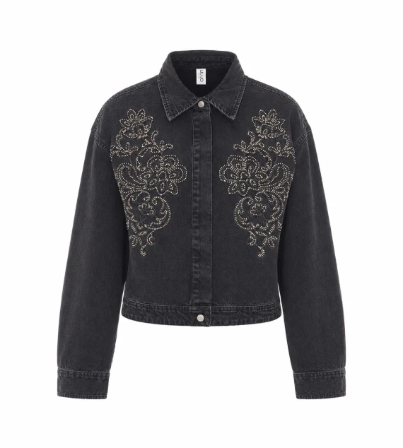 Camicia in denim nera ricamata Liu Jo