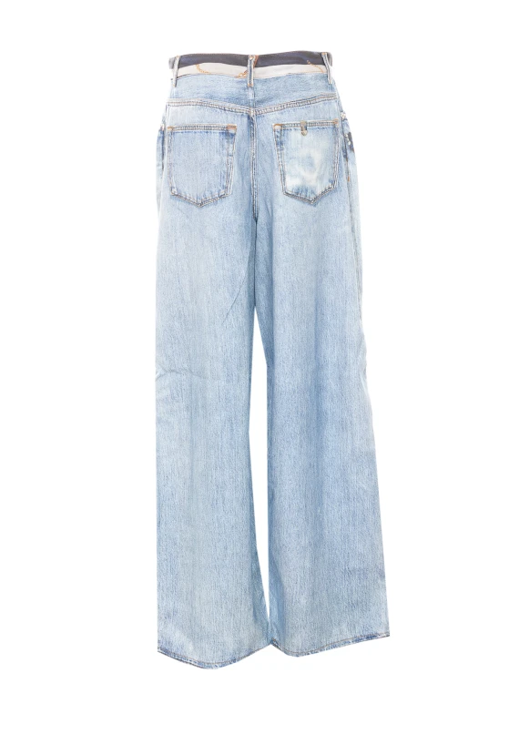 Blue flare jeans with removable printed scarf Liu Jo