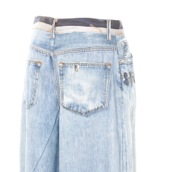 Blue flare jeans with removable printed scarf Liu Jo