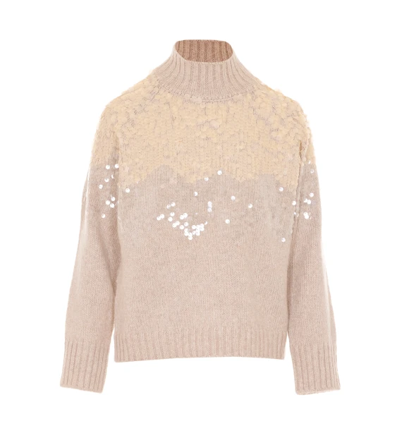 Maglione rosa chiaro con paillettes