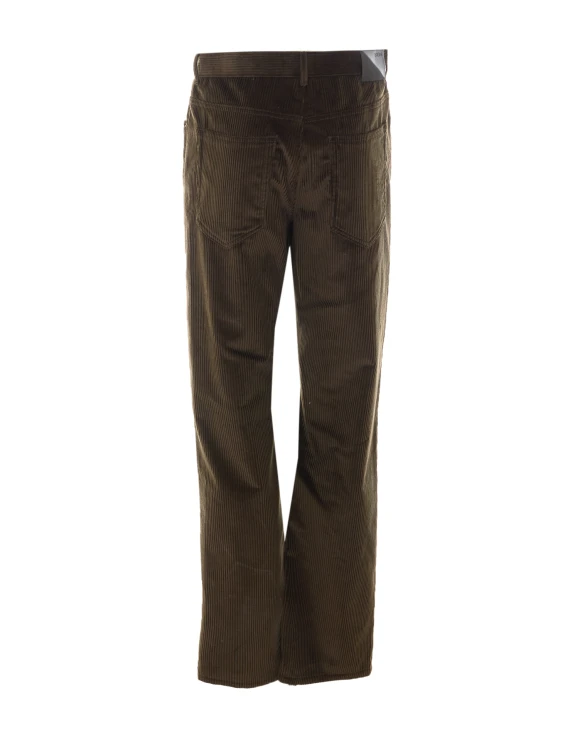 Pantaloni lunghi in velluto marrone scuro Loewe