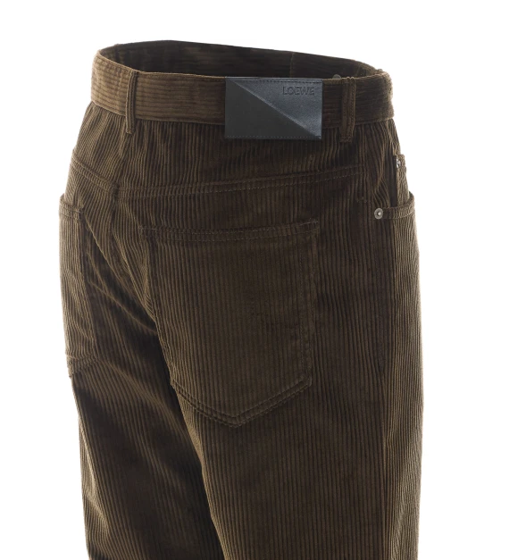 Pantaloni lunghi in velluto marrone scuro Loewe