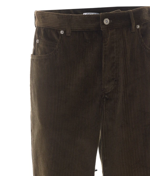 Pantaloni lunghi in velluto marrone scuro Loewe