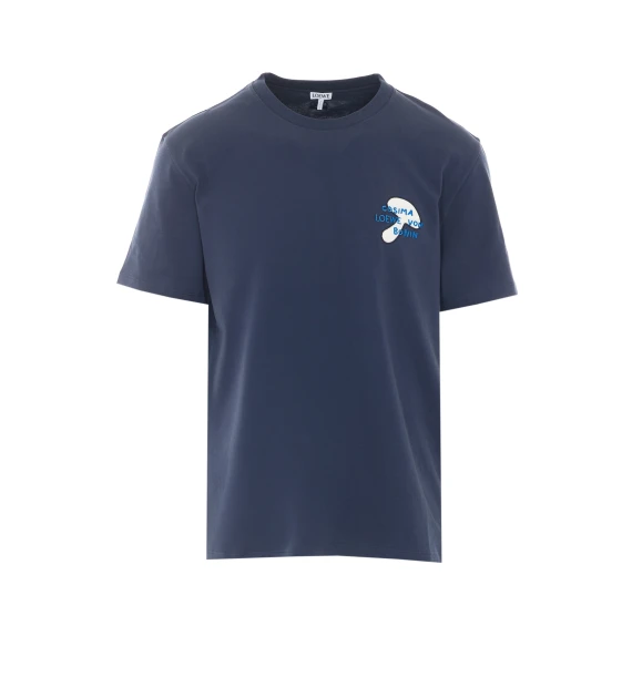 T-shirt blu scuro ricamata Loewe