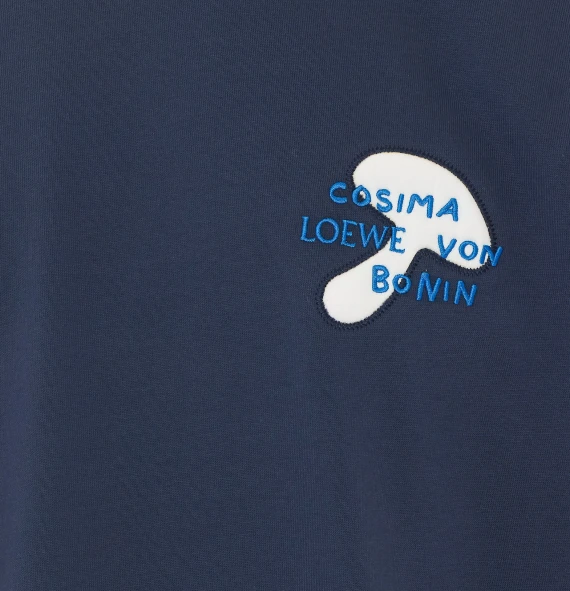 T-shirt blu scuro ricamata Loewe