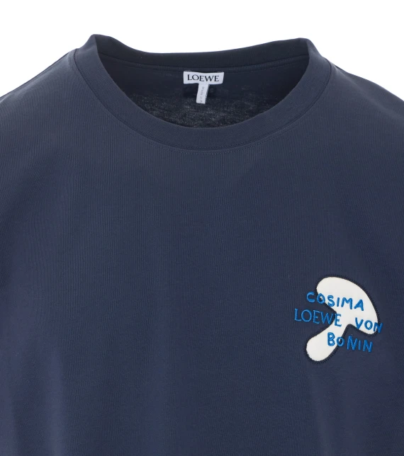 T-shirt blu scuro ricamata Loewe