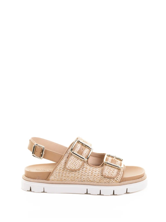 Sandalo beige in rafia