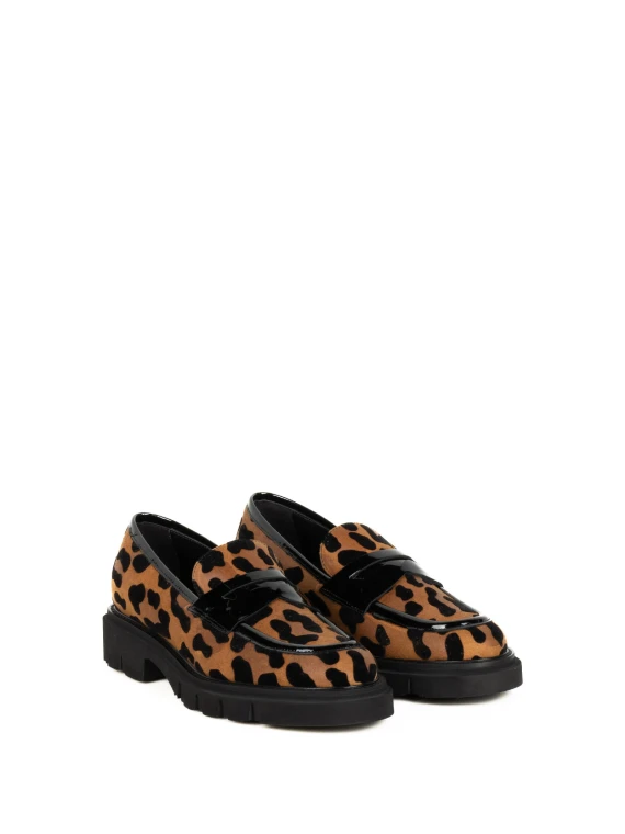 Mocassino leopardato donna in camoscio