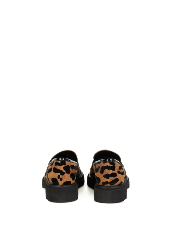 Mocassino leopardato donna in camoscio