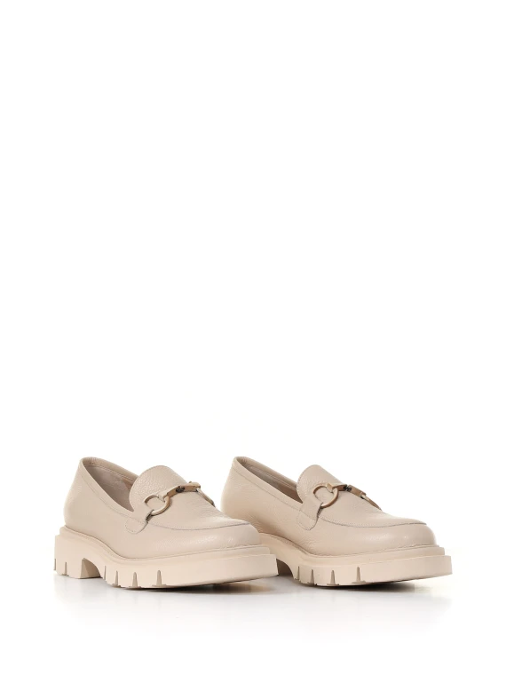 Leather loafer with track sole