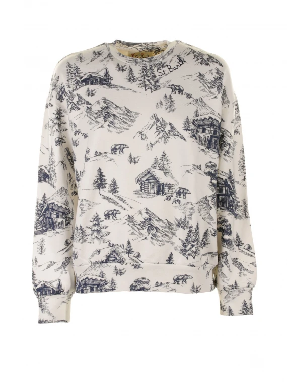 Crewneck sweatshirt with winterland print