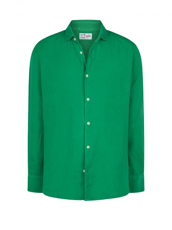 Camicia Pamplona verde in lino - Taglia L - MC2 Saint Barth