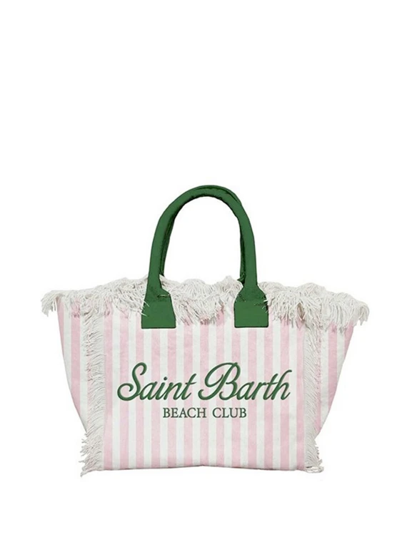 Borsa a spalla Vanity in canvas di cotone con stampa a righe
