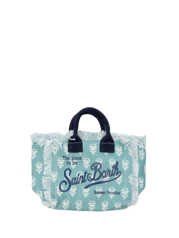 Borsa Mini Vanity azzurra con stampa