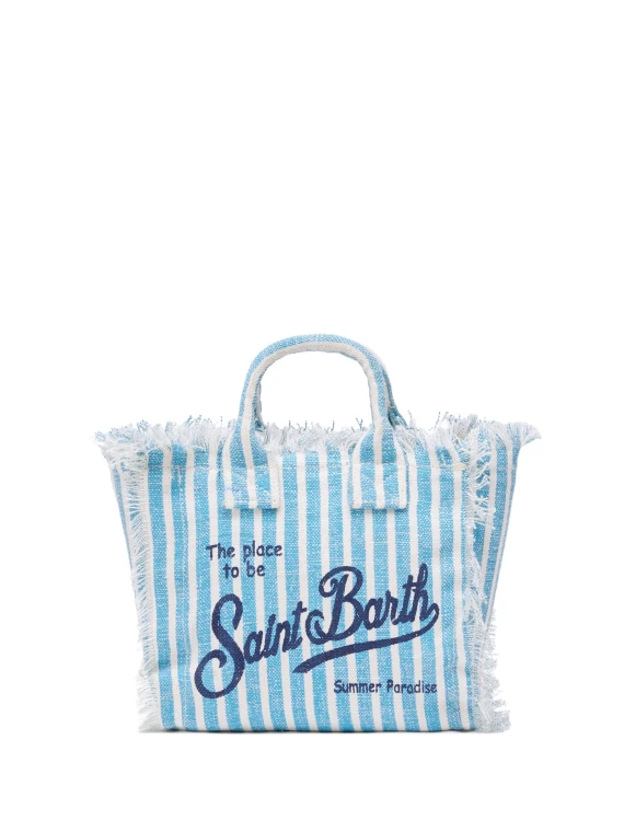 Borsa Mini Vanity in lino a righe