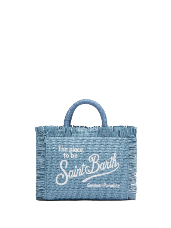 Borsa Mini Vanity in paglia denim