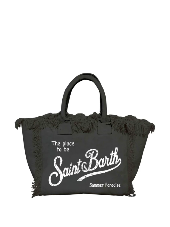 Borsa Vanity in lino nera