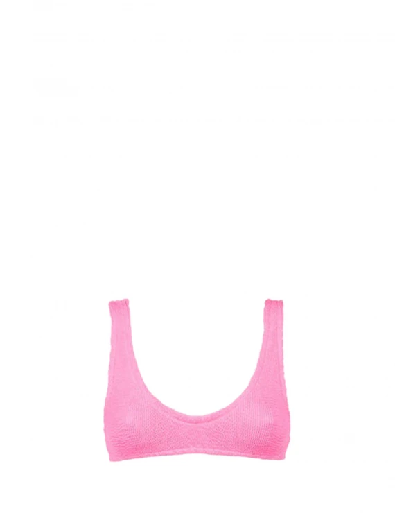 Neon pink crinkle bralette swimsuit