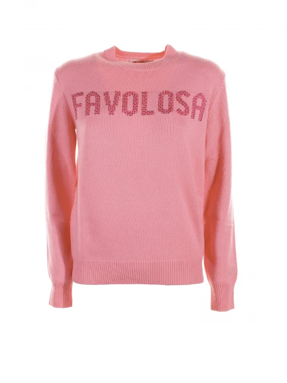 "Favolosa" crewneck sweater with rhinestones