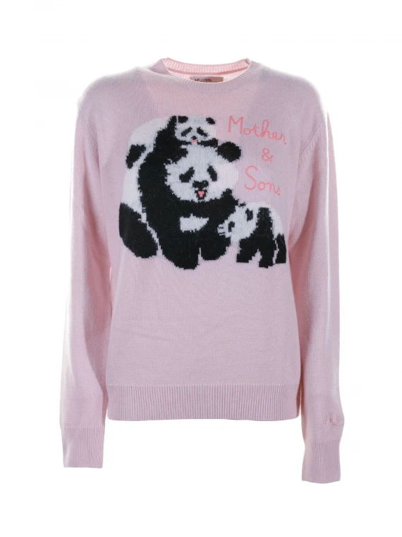 "Mother and son" panda crewneck sweater