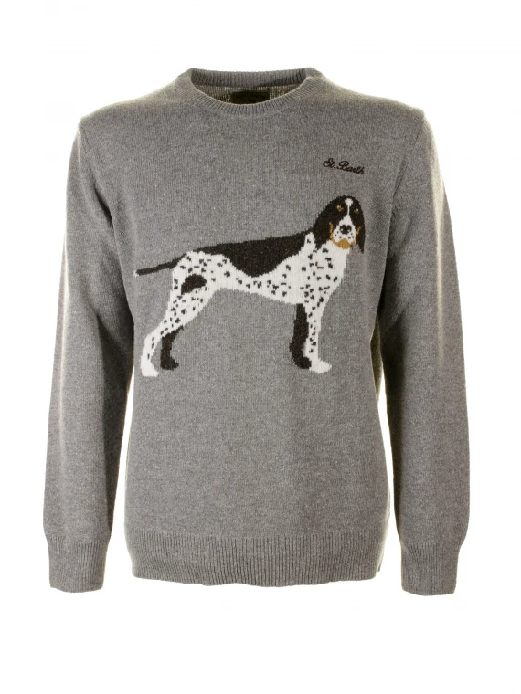 Gray dog crewneck sweater