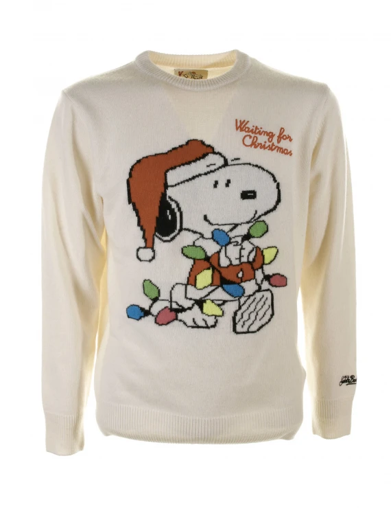 White Snoopy crew neck sweater