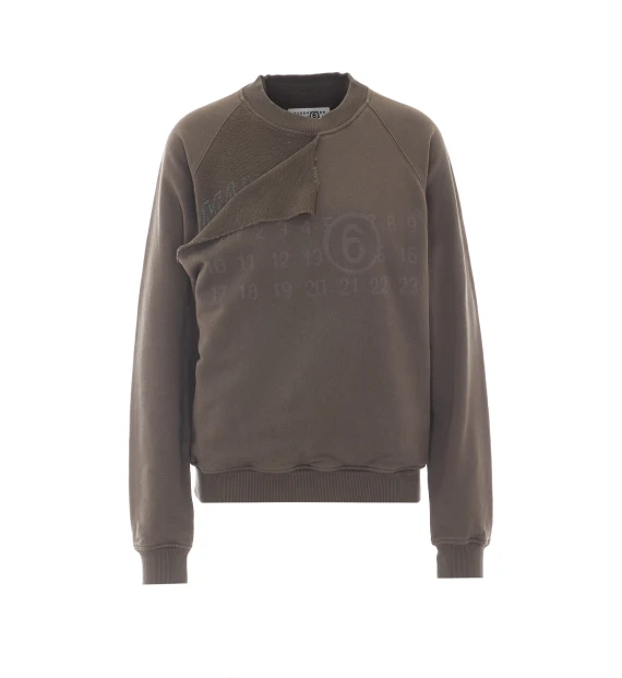 Brown crewneck sweatshirt with print MM6 Maison Margiela