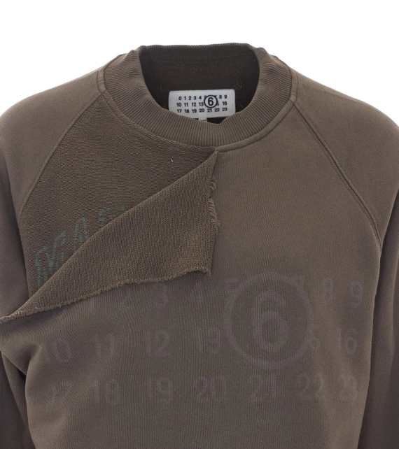 Brown crewneck sweatshirt with print MM6 Maison Margiela