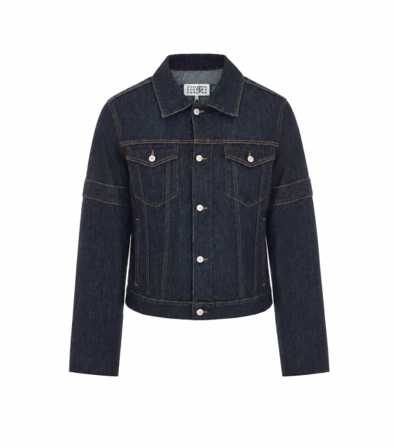 Dark blue denim jacket with frayed cuffs MM6 Maison Margiela
