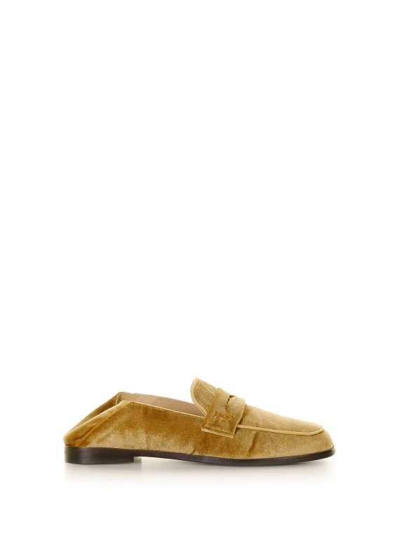 Gold velvet loafer