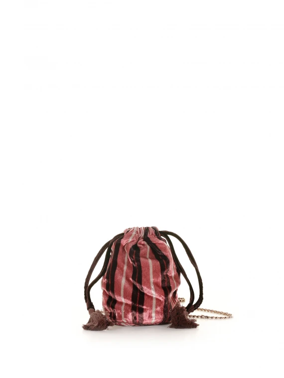 Bucket bag with tassels and chain