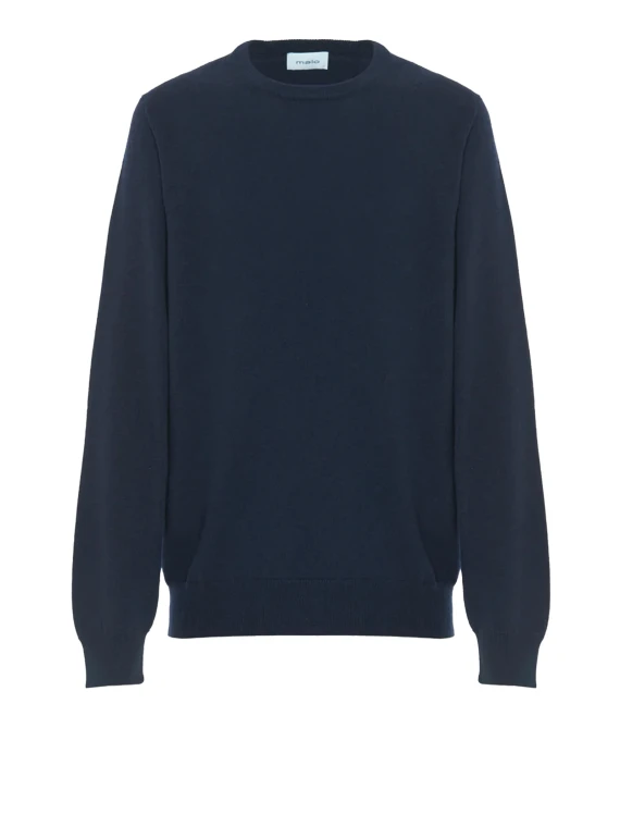 Maglione Girocollo Blu Scuro in Cashmere