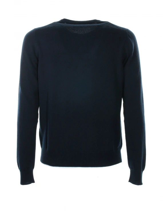 Blue crew neck sweater in wool