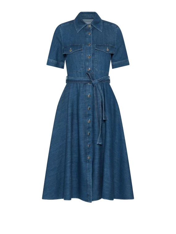 Abito lungo in denim con cintura