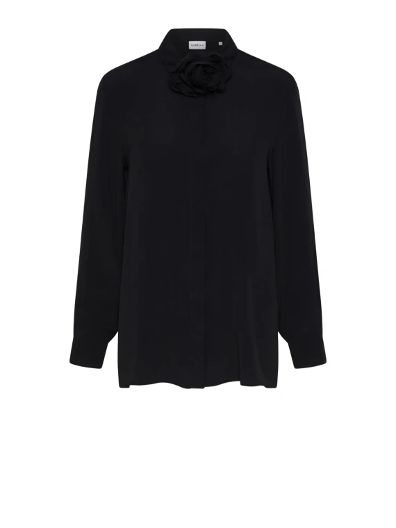 Camicia donna nera in misto seta