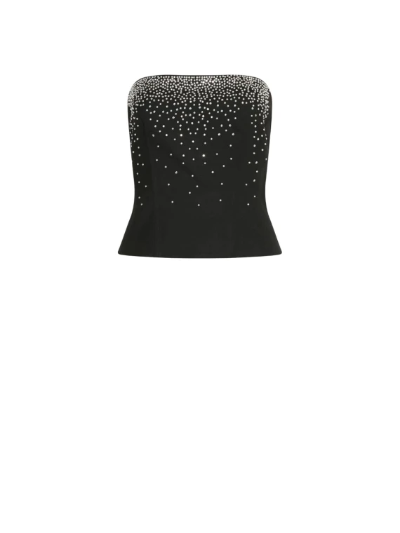Top nero con brillantini a sfumatura