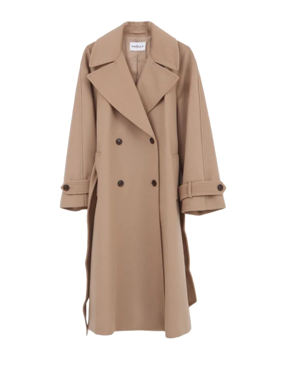 Cappotto cammello doppiopetto in lana cashmere
