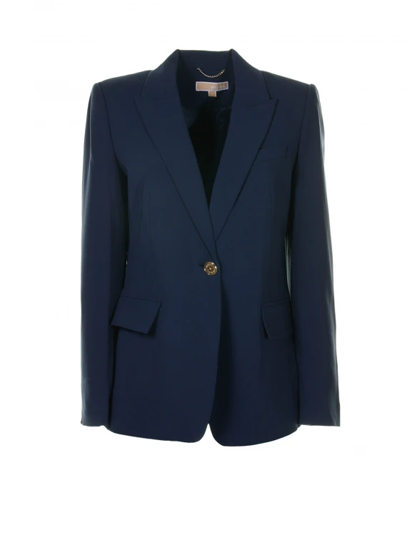 Blazer monopetto blu in crêpe