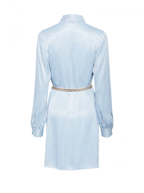 Light blue shirt dress with logo belt