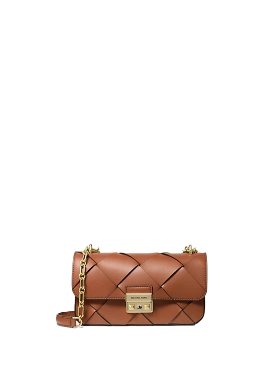 Borsa a spalla Tribeca piccola in pelle intrecciata