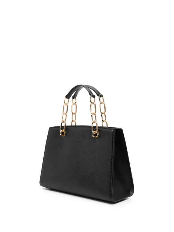 MK Logo Black Leather Bag