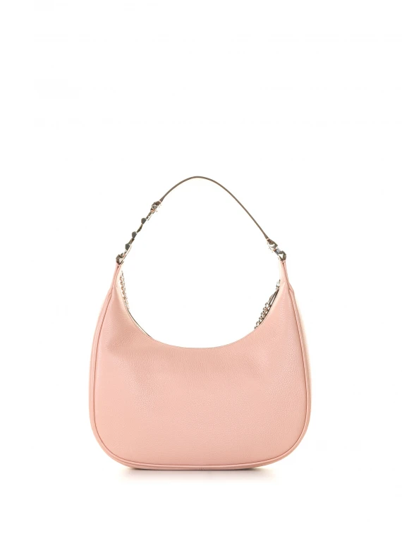 Leather shoulder bag with chain