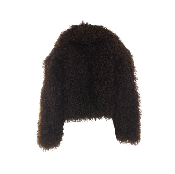 Dark brown faux fur jacket Michael Michael Kors