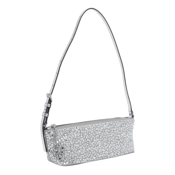 Borsa a tracolla argento con strass Michael Michael Kors