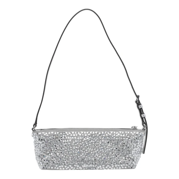 Borsa a tracolla argento con strass Michael Michael Kors