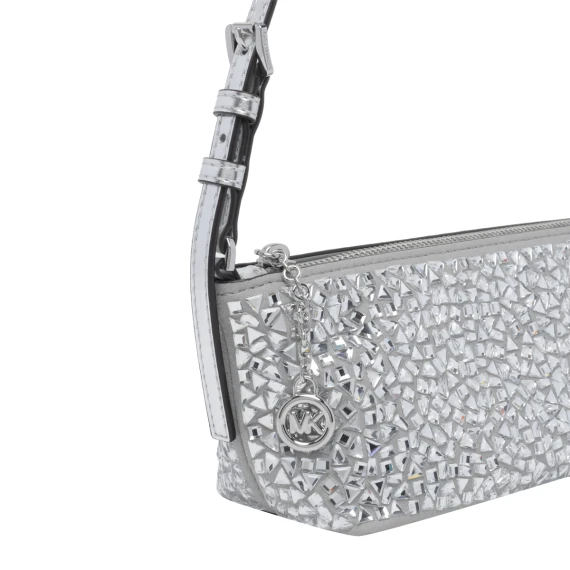 Borsa a tracolla argento con strass Michael Michael Kors
