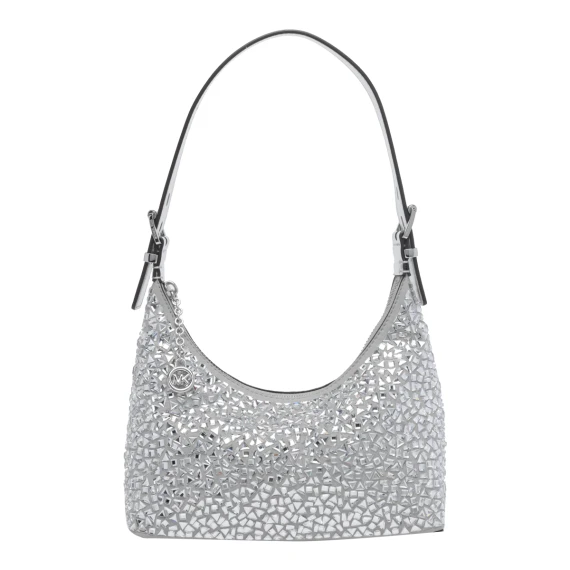 Borsa a spalla argento con strass