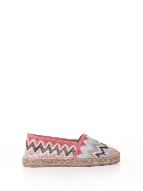 Slip on espadrilles in chevron fabric