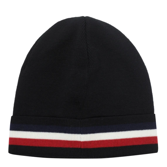 Black hat with striped turn-up Moncler