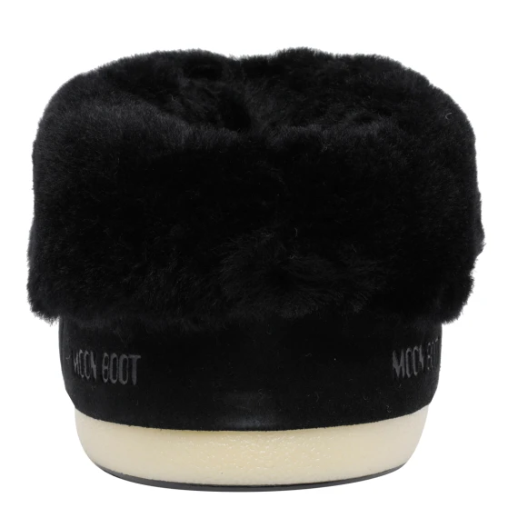 Black suede mules with fur Moon Boot